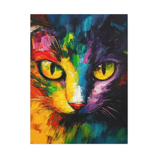  A unique and vibrant acrylic portrait of a cat. A custom art print on canvas featuring a close up cat design in bold colors | Cat wall art | Cat lover wall art | Abstract cat wall decor | Cat Wall Art | Kittens on Canvas